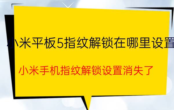 小米平板5指纹解锁在哪里设置 小米手机指纹解锁设置消失了？